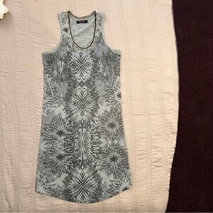 Custo Barcelona Black and Gray Graphic Tank Dress